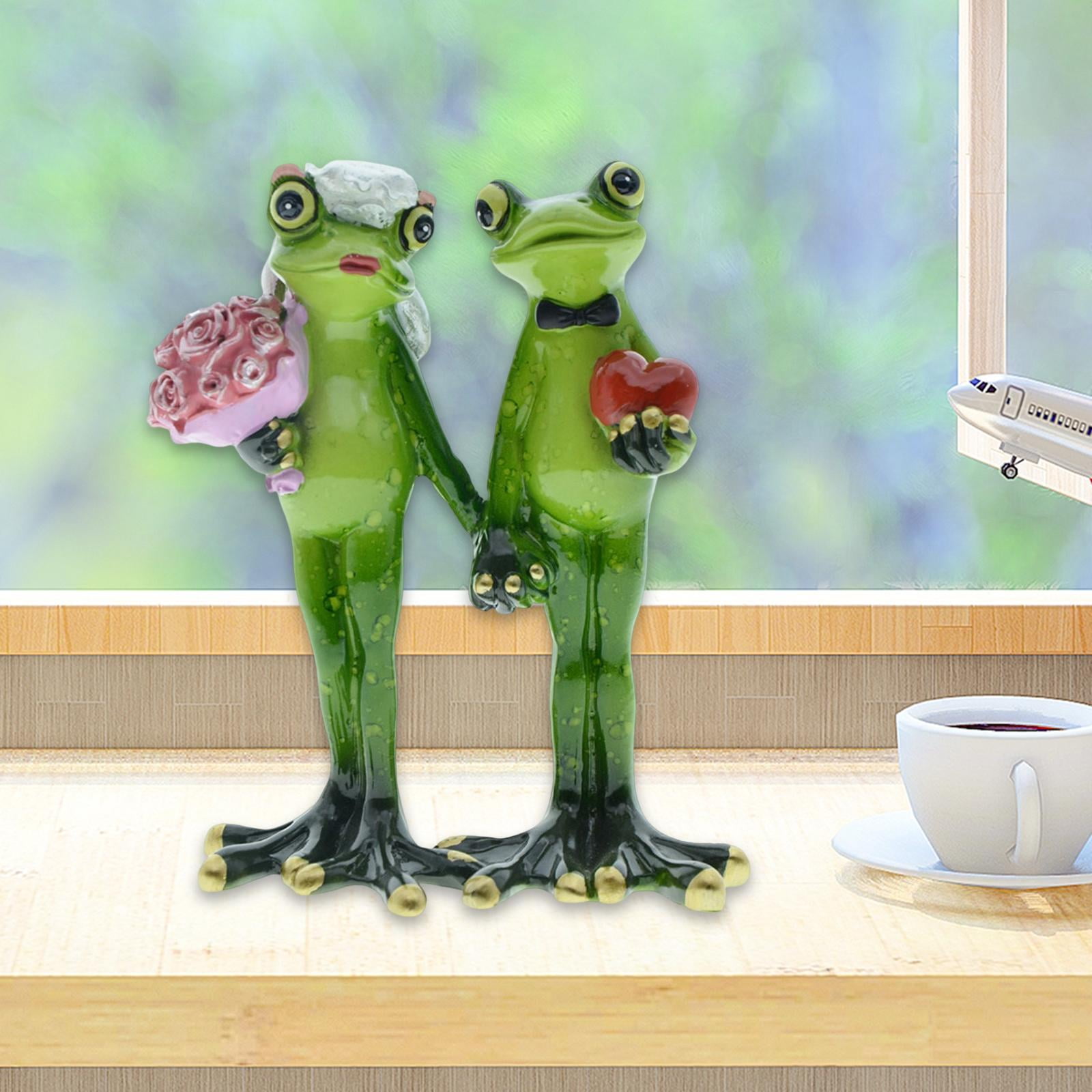 Zxpjkyu Wedding Frog Garden Statue Animal Sculpture Resin Figurines Decoration Gift Yard