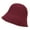 Wine Red, variant on Women Solid Color Wool Bucket Hat Drawstring Fisherman Vintage Knitted Basin Cap