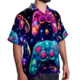 thumbnail image 2 of Game Controller Men's Short Sleeve Poplin Shirts with Spread Collar Tops, Casual Printed Button Down Short Summer Beach Shirts for Men and Women, 2 of 6