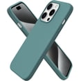 thumbnail image 1 of ORNARTO - Funda para iPhone 15 Pro de 6.1", silicona líquida de 3 capas, cubierta completa de gel suave, delgada y a prueba de golpes con forro de microfibra antiarañazos, color verde pino, 1 of 8