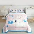 thumbnail image 2 of Homewish Cartoon Rabbit Bedding Comforter Set 2pcs for Preppy Children,Kawaii Animal Twin Comforter Sets Microfiber,Pink Blue White Breathable Bedding Set,Breathable Home Decor,Reversible, 2 of 8