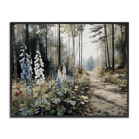 Stupell Industries Foxglove Path Sunlit Woods Black Framed Giclee Art, design by Franklyn Gregory