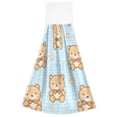 thumbnail image 2 of Blue Plaids Cute Bears Brown Clouds Hanging Towels with Loop Hand Towels Nylon Fastener Tape Design Dish Cloths 2 Pieces, 2 of 7