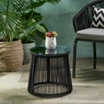 thumbnail image 2 of Noble House Moonstone Modern Outdoor Cast Iron Rope Weave Side Table in Black, 2 of 7