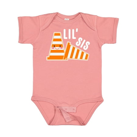 

Inktastic Lil Sis with Construction Cones Gift Baby Girl Bodysuit