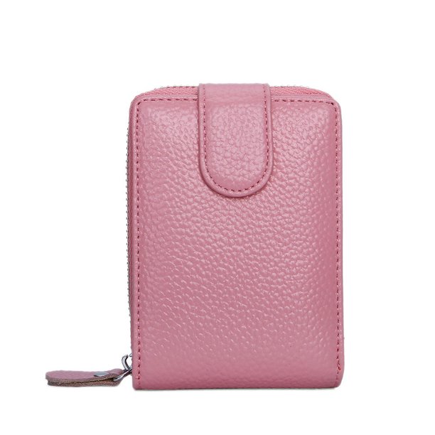 Guardurnaity Cartera de órgano de cuero para hombre y mujer, bloqueo de identificación, tarjeta de crédito, RFID, bloqueo de identificación, Envolturas para manijas de equipaje rosado