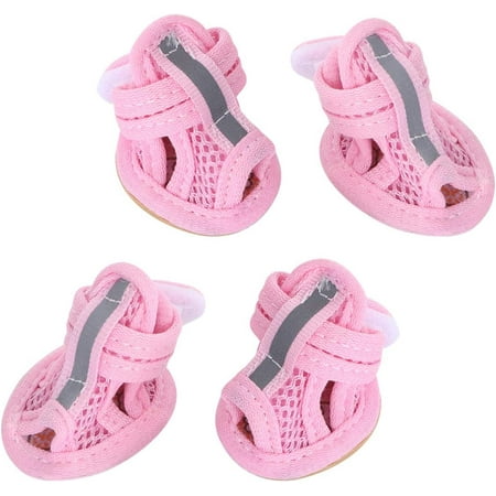 Dog Shoes Pink SandalsDog Breathable Boots Pets Sandals Mesh Anti- Dog Sneakers for Small Medium Large Dog  Pack of 4- Size LPink Sandals