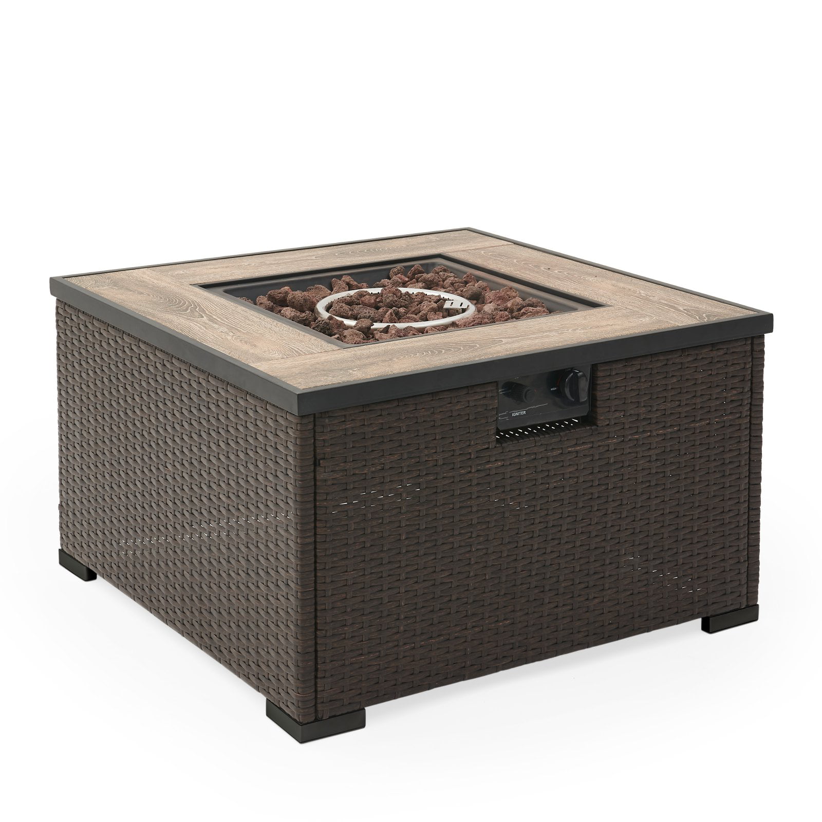Belham Living Wadeview 31 In Gas Square Wicker Fire Pit Table Walmart Com