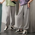 thumbnail image 2 of Girls Casual Joggers Sweatpants Baggy Wide Straight Leg Loose Elastic Waist Drawstring Pants with Pockets, 2 of 4