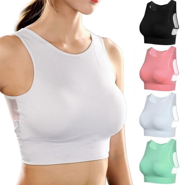 Sujetador deportivo con espalda cruzada para mujer - Sujetador deportivo de alto impacto para gimnasio, blanco, L