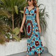 thumbnail image 5 of Floral Pattern Vibrant Colors Symmetry Sleeveless Dress Dresses Women Summer Evening Dresses Ladies Bohemia Long Dresses, 5 of 9