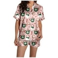 thumbnail image 3 of Postpartum Pajama Sets – Comfortable Cotton Lounge Sets for Women, Cozy Sleepwear for Recovery Women's Snowman Print Short Sleeve Top & Shorts Pajama Set Festive Christmas Sleepwear Ensemble, 3 of 7