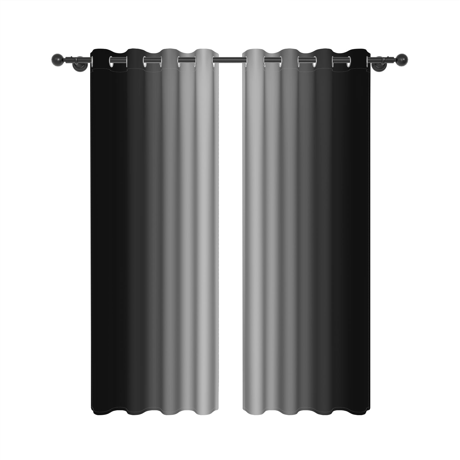 Aofoto Black Gray Gradient Blackout Curtains for Bedroom - Light Blocking & Noise Reducing Window Curtains for Living Room, 2 Panels, 52 x 84 Inch