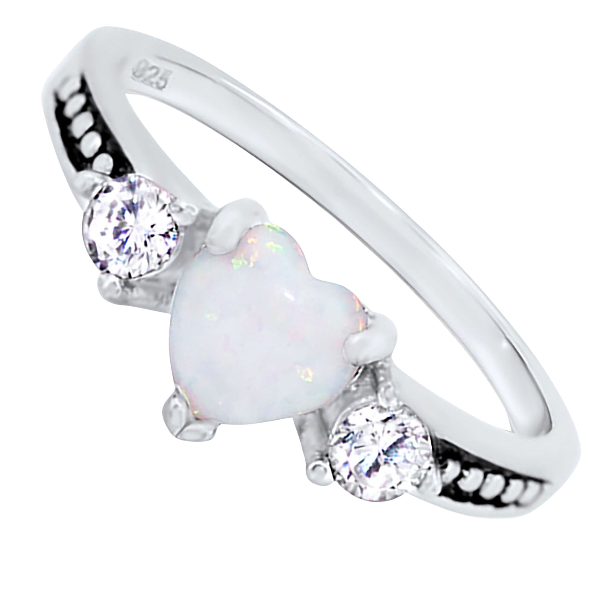 LaRaso & Co 1 Carat Heart Cut Opal Black Wedding Engagement Ring Set for Women Size 7