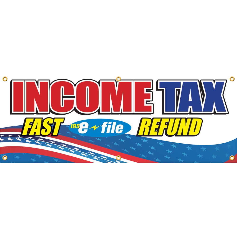 Tax Vinyl Display Banner with Grommets, 1.5'hx4'w