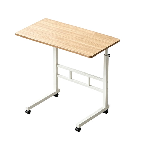 SUSUZI Adjustable Rolling Laptop Desk with Wheels, C-Shaped Bedside Computer Desk, Mobile Workstation for Sofa, Bedroom, Home Office & Small Spaces, Light Wood