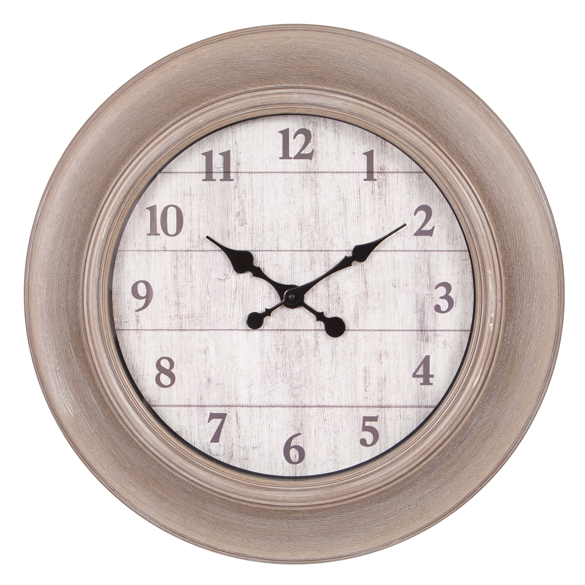 Patton Wall Decor 24" Taupe and Whitewash Woodgrain Wall Clock