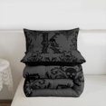 thumbnail image 4 of meiyoeat Gothic Skull Letter K King Size Comforter Sets for Boys Girls, Boho Damask Flower Comforters King Size, Black Reversible, 3pcs, 1 Comforter and 2 Pillowcases, 4 of 6