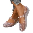 thumbnail image 5 of pwidon Women's Mary Jane Jelly Wedge Sandals Waterproof Closed Toe Slip On Pearl Decor Hollow Out Summer Beach Shoes White 7.5, 5 of 6