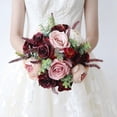 thumbnail image 3 of Burgundy Dusty Pink Rose Bouquet - with Eucalyptus perfect Flowers, 3 of 5