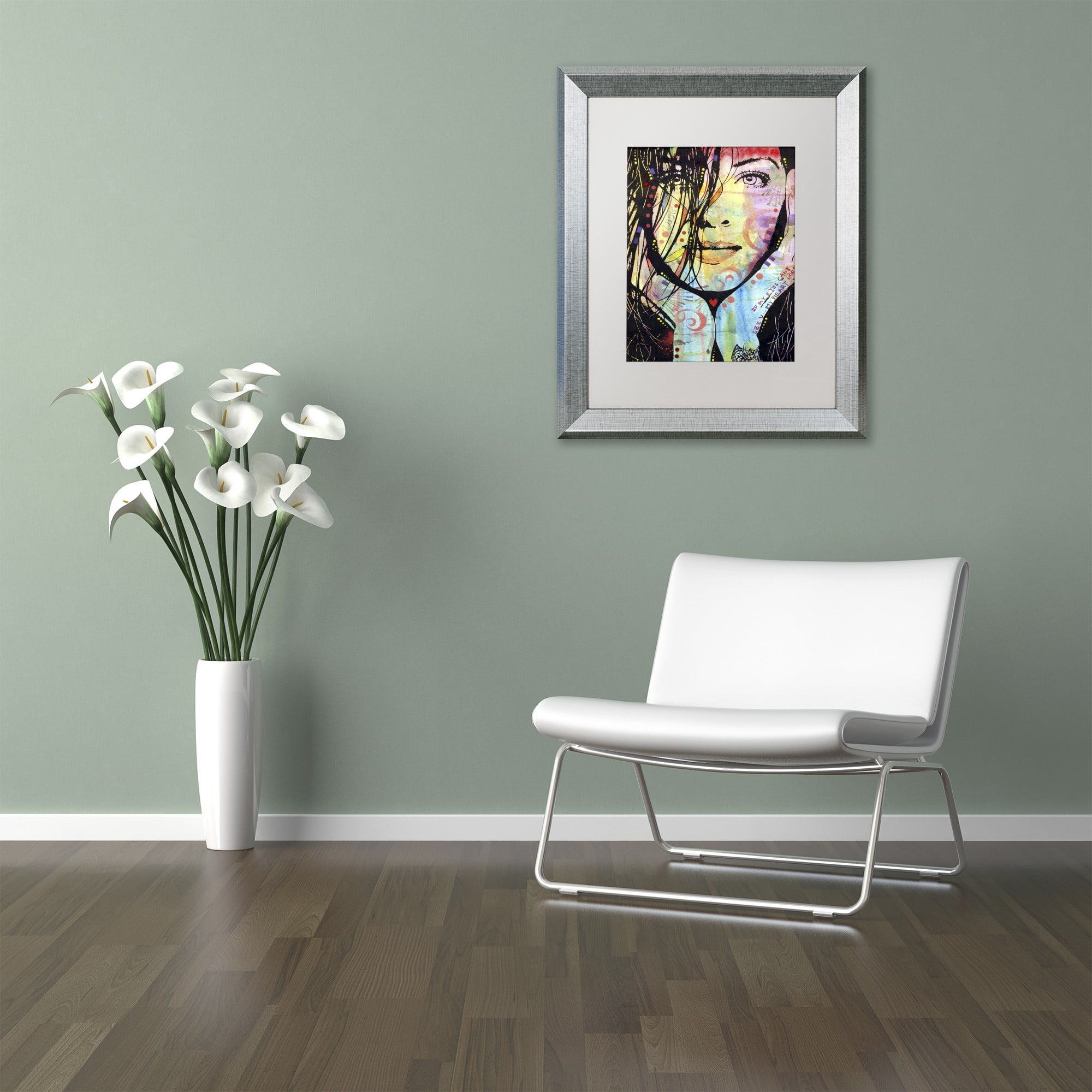 Trademark Fine Art "My Eyes Cant See U" Canvas Art by Dean Russo, White Matte, Silver Frame
