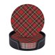 thumbnail image 1 of Posavasos de cuero de 6 piezas, posavasos de cuadros escoceses irlandeses navideños para bebidas, posavasos para tazas, regalo de inauguración de la casa, ideal para la decoración del hogar, 1 of 7