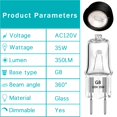 thumbnail image 3 of Bombillas YBEK G8 35W 120V 2700K Blanco Cálido Paquete de 10, 3 of 7