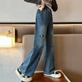 thumbnail image 5 of OGLCCG Girls Vintage Wide Leg Jeans Teen Youth Casual Loose Denim Pants with Pockets High Elastic Waist Y2K Streewear Jeans 5-14 Years, 5 of 8