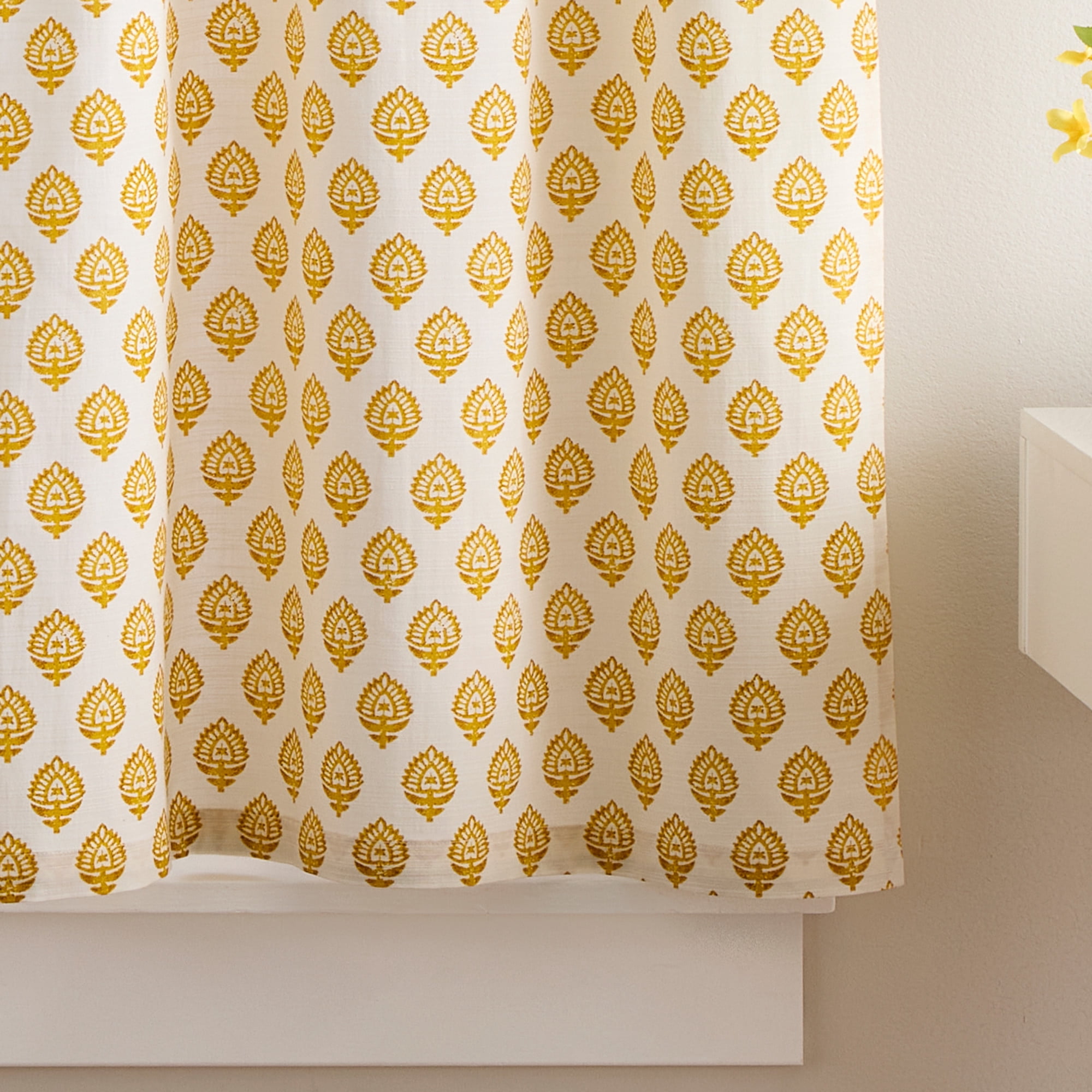 Curtainworks Kiara 3 Piece Valance and Tier Set Marigold, Rod Pocket, Light Filtering, Indoor, 58" x 14" Adult