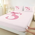 thumbnail image 3 of Manfei Bowtie Letter S Twin Sheet Sets,Bowknot Monogrammed Theme Twin Fitted Sheet,Pink Cartoon Bow Knot Flat Sheet For Girl Teens,Ultra Soft Bedroom Decor,3pcs, 3 of 7