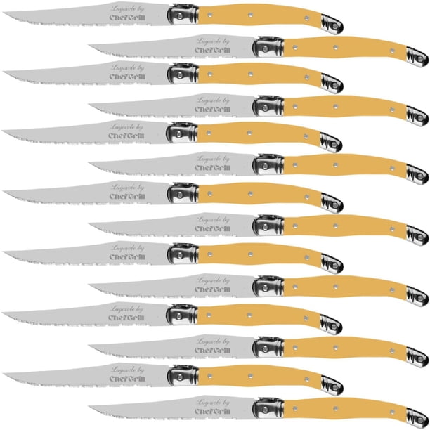 Cuchillos para Carne Laguiole LaguioleYellow 14 pzas 23 cm Amarillo Acero Inoxidable Cuchillo para carne.