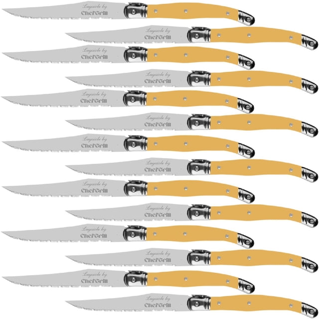 Cuchillos para Carne Laguiole LaguioleYellow 14 pzas 23 cm Amarillo Acero Inoxidable Cuchillo para carne.