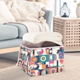 thumbnail image 3 of Yayeee Collapsible Cube Storage Bin with Lid Fabric Closet Decorative Basket with Handles, Orange Geometric, 3 of 7