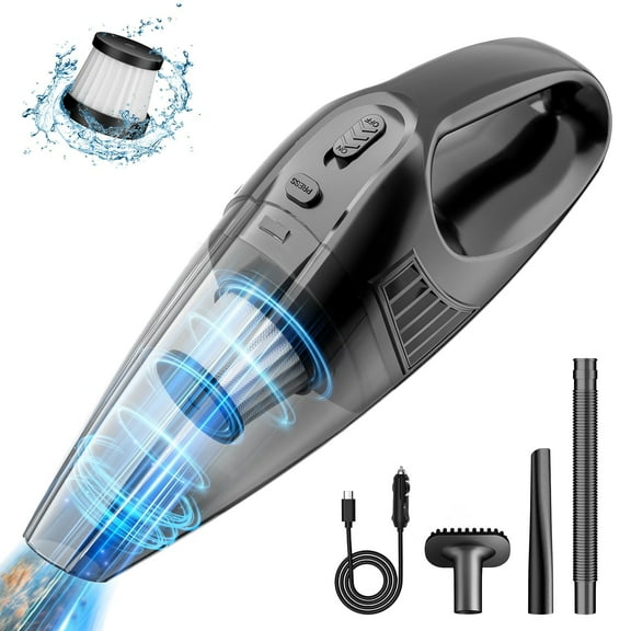 Handheld Vacuum Cordless Rechargeable - Portable Vacuum for Car, Handheld Vacuum with Mini Brush, Lightweight, 0.34L Capacity, Essential Accessories, Car Vacuum for Dust, Pet Hair，USB Charge (Black)