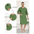 thumbnail image 2 of MAYFISH Men's Cotton Robe Short Sleeve Lightweight Summer Bathrobes for Men Zip up House Coat with Pockets(Loden Frost,Medium ), 2 of 6