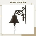 thumbnail image 3 of Rustic Dinner Bell for Outside, Decorative Wall Mounted Service Bell with Pull Rope, Vintage Farmhouse Door Bell for Indoor Outdoor, Garden Patio Bar Wall Decor, Antique Bronze Metal Ring Bell, 3 of 5