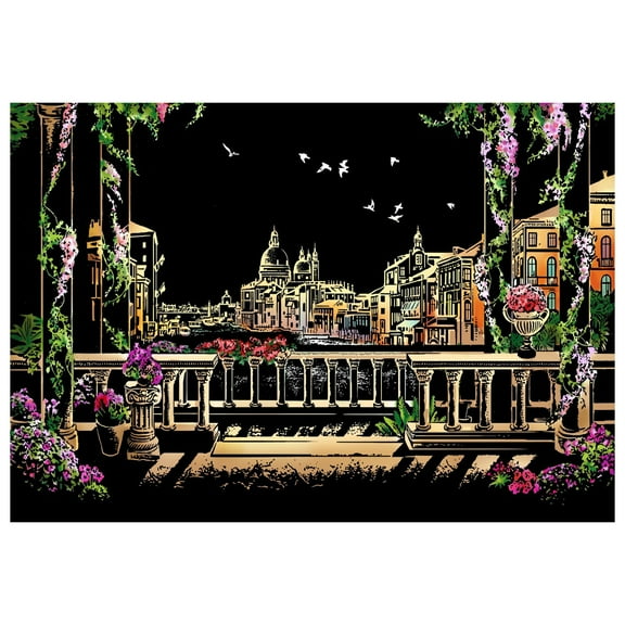 Scratch Art Kit, City Night Scene Scratch Paintings, Colorful Postcard Scratch Art for Kids and Adults, Parent-Child Interactive Drawing Set, Stress Relief Creative Therapy Gift