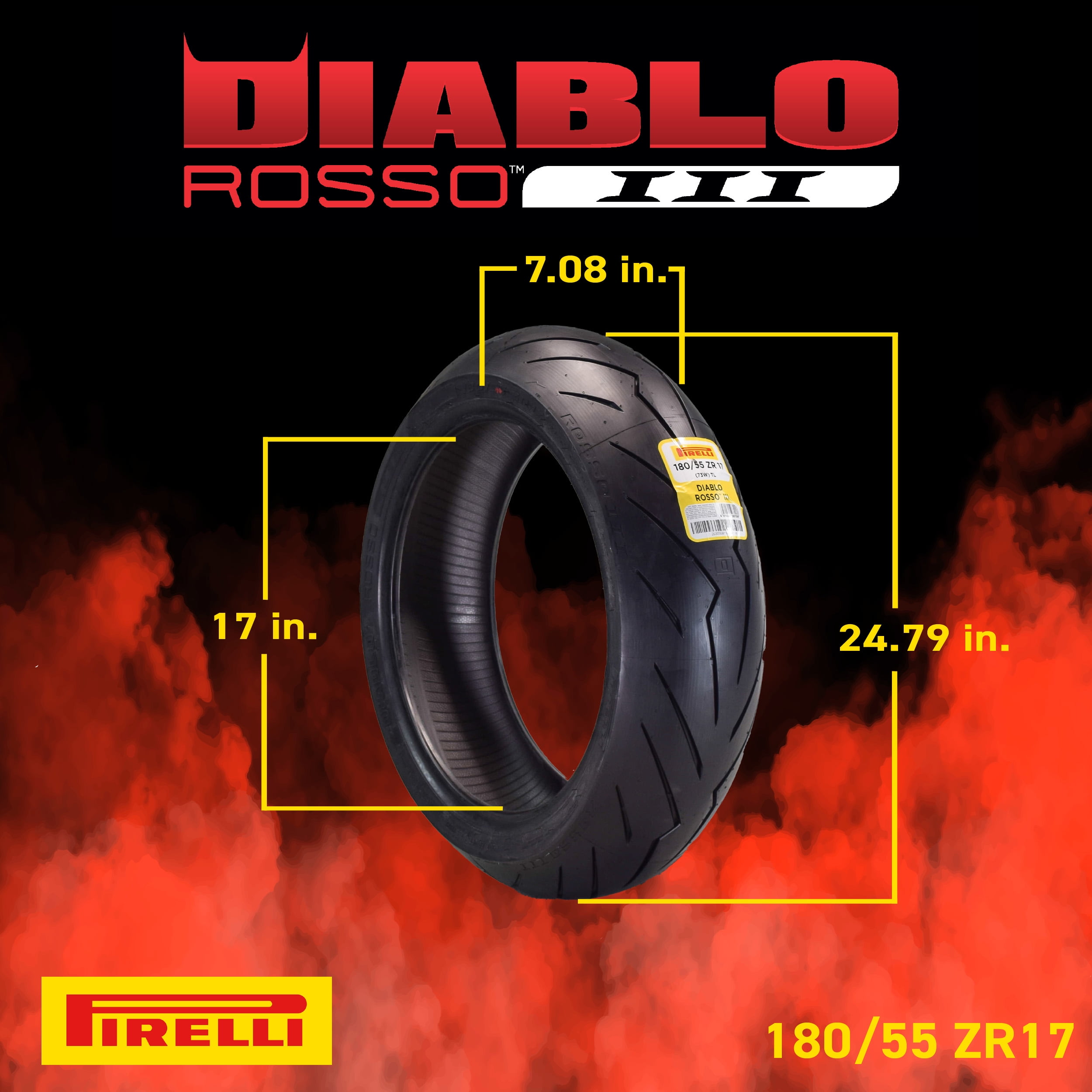 PIRELLI DIABLOROSSOⅢ 110/70R17 150/60R17 Pirelli Diablo Rosso III 110/70 ZR17 Front & 150/60 ZR17