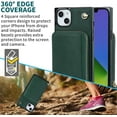 thumbnail image 6 of Dteck for Apple iPhone 15 Plus Wallet Pocket Case, Shockproof RFID Blocking PU Leather Zipper Handbag Purse Flip Cover, Kickstand Folio Case with Card Slots Holder Wrist Strap Lanyard 5G, darkgreen, 6 of 8