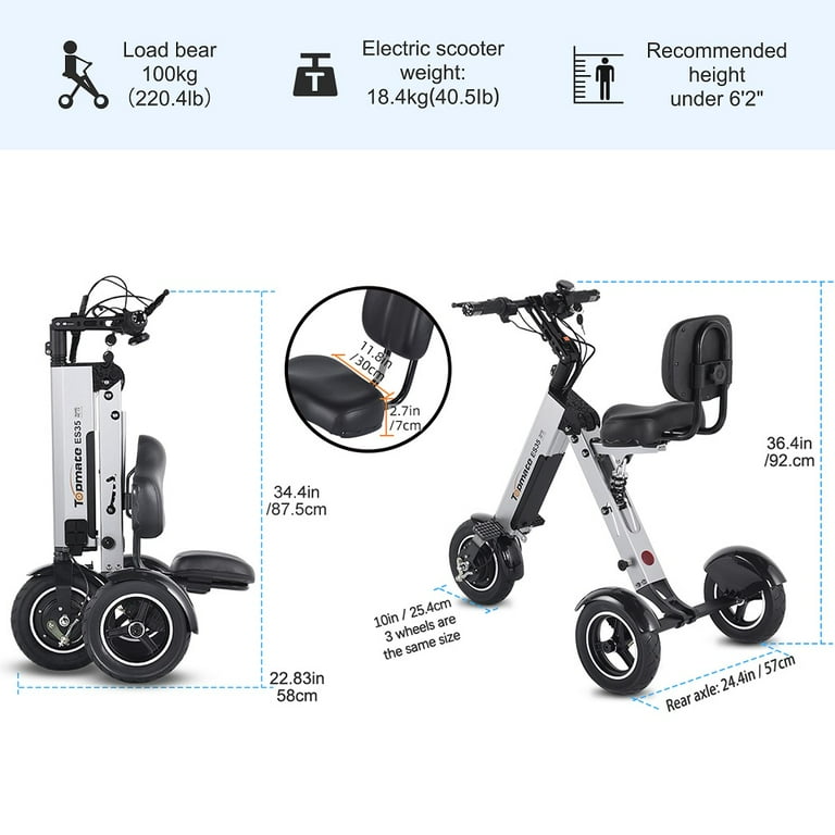 TopMate ES35 Powered Mobility Scooter 3 Wheels Foldable Trike with
