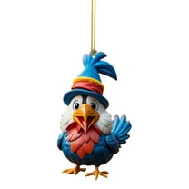 Beautynvta Cute Rooster Christmas Ornaments, Cartoon Rooster Hanging Pendant Acrylic Christmas Tree Ornament for Car Interior Window Wall Home Decor