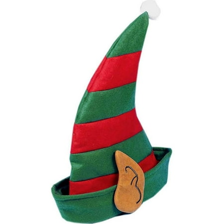 Christmas Striped Elf Hat With Ears Festive Holiday Costume Accessory