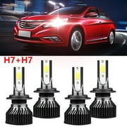 H7 LED Headlight Bulbs for Hyundai Sonata 2011-2014 High Low Beam COB Chips Super Bright 6000K 12000LM