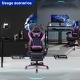 thumbnail image 6 of FULLWATT Video Gaming Chair Office Chair Ergonomic PC Computer Chair Reclining Racing Chair with High Back Swivel Executive Office Desk Chair with Extendable Footrest Adjustable Lumbar Pillow Puple, 6 of 10