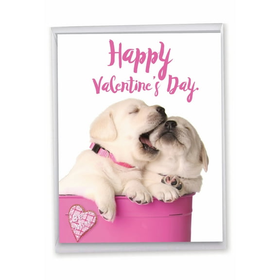 1 Jumbo Funny Valentine's Day Greeting Card (8.5 x 11 Inch) - Pups in Love J3472VDG