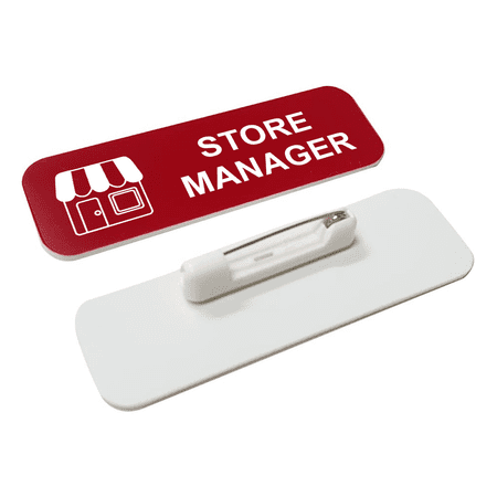 Store Manager 1 x 3" Name Tag/Badge, Red, (3 Pack)