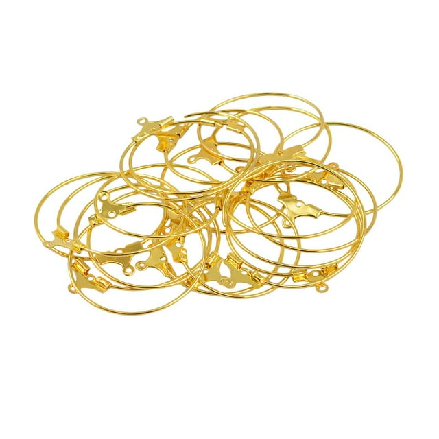 GUOOL 20Pcs Ear Wire Hook 25mm Diameter Ear Hoops Ear Findings Hoop Ears Gold