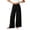 Black, variant on Utoimkio Women's Side Tie Linen Wide Leg Pants Elastic Ruched Waist with Side Pockets for Beach Vacation Daily Walking