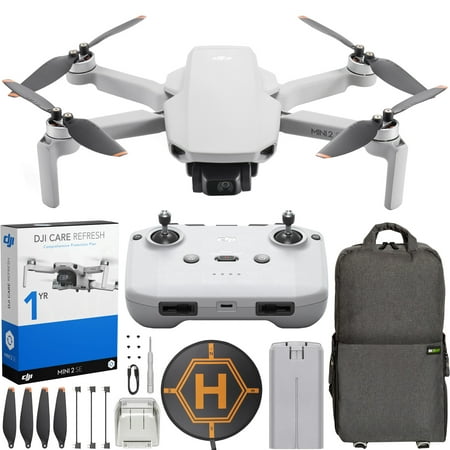 DJI Mini 2 SE Camera Drone Quadcopter with RC-N1 Remote Controller with 1/2.3-inch CMOS & 2.7K Video with DJI Care Refresh 1YR Plan Bundle with Deco Gear Backpack + Foldable Landing Pad with Case