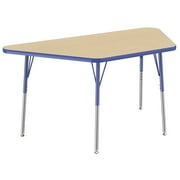 ECR4Kids 30in x 60in Trapezoid Everyday T-Mold Adjustable Activity Table Maple/Blue - Standard Swivel